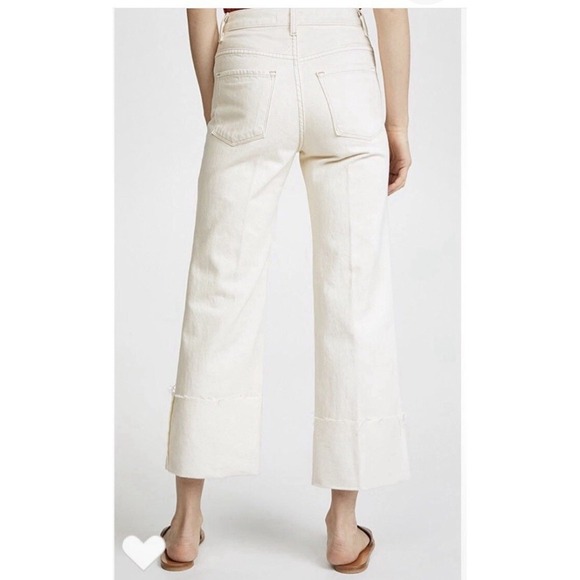 J Brand Joan Crop Jeans Women's Size 24 White Macadamia Frayed Hem Straight Leg - Picture 1 of 10